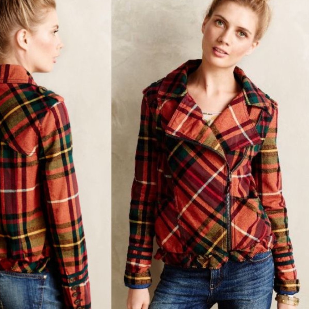 Like New- Anthropologie Hei hei plaid bomber